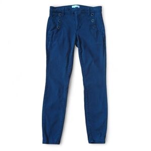 LOFT Women's Skinny Pants Size 2/26 Navy Sailor Button Workwear Office Chic